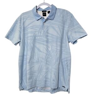 Hugo Boss Sky Blue Patterned Popover Polo Shirt | Short Sleeve | Size XL